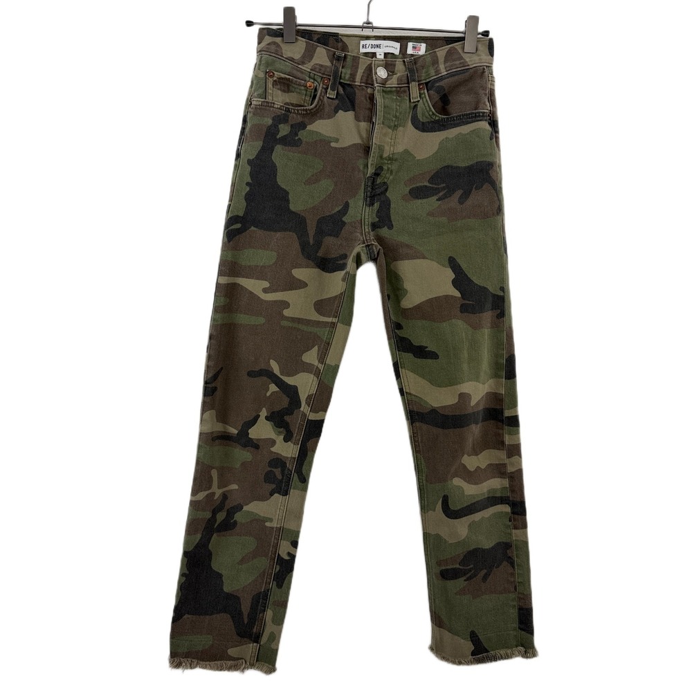 Re/Done Originals Camo Self Corps Jeans Womens 26 Green Army 26x26.5"